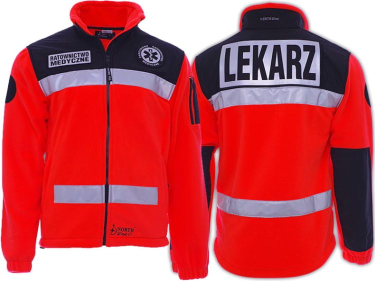 Polar ratowniczy North-Wind FLUO z kompletem emblematów odblaskowych na rzep