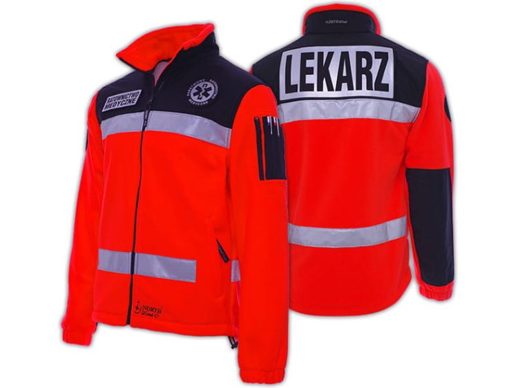Polar ratowniczy North-Wind FLUO z kompletem emblematów odblaskowych na rzep