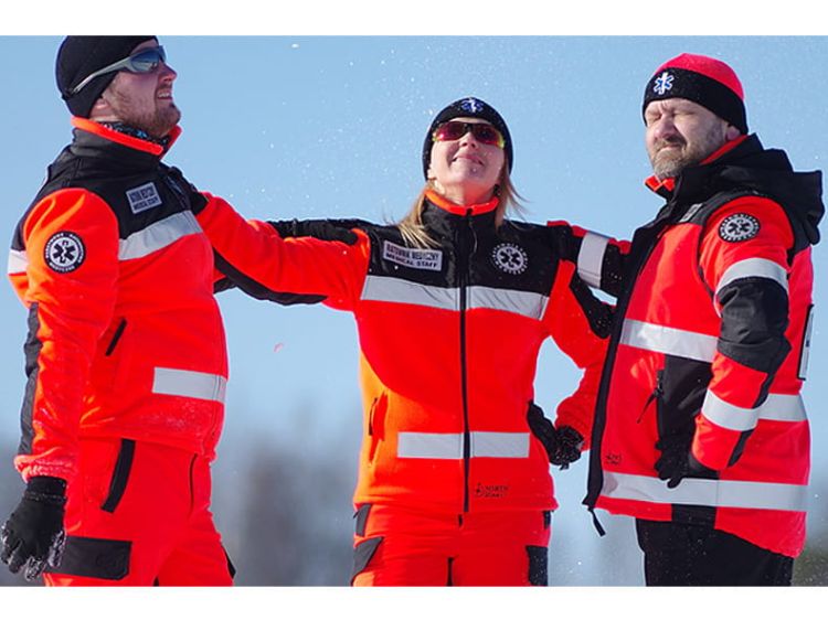 Polar ratowniczy North-Wind FLUO z kompletem emblematów odblaskowych na rzep