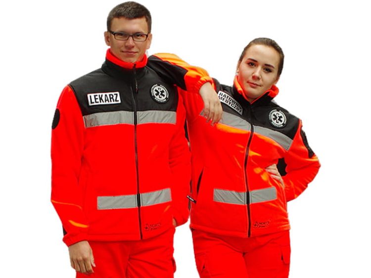 Polar ratowniczy North-Wind FLUO z kompletem emblematów odblaskowych na rzep