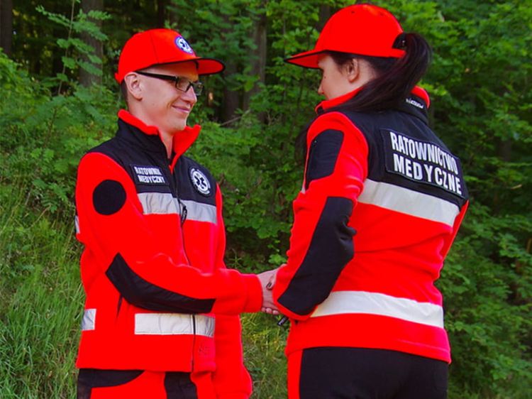 Polar ratowniczy North-Wind FLUO z kompletem emblematów odblaskowych na rzep