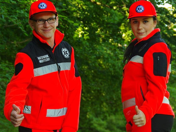 Polar ratowniczy North-Wind FLUO z kompletem emblematów odblaskowych na rzep