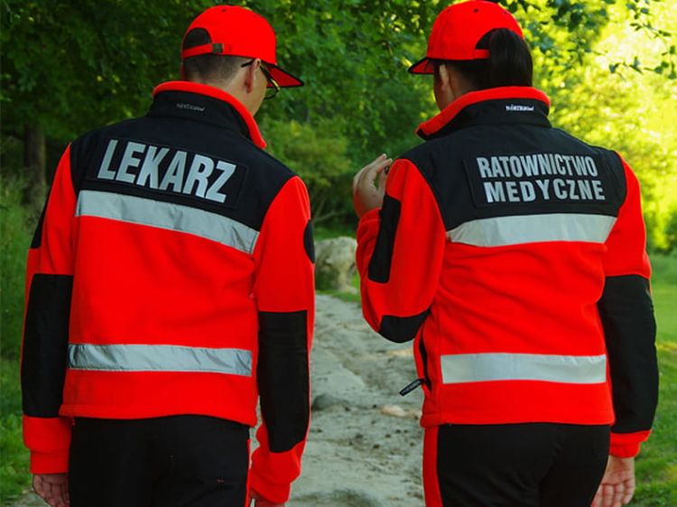 Polar ratowniczy North-Wind FLUO z kompletem emblematów odblaskowych na rzep