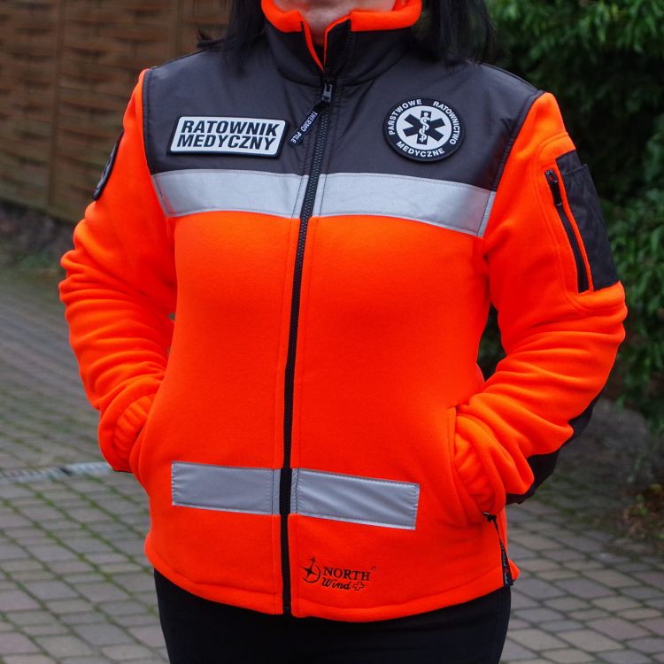 Polar DAMSKI ratowniczy North-Wind FLUO z kompletem emblematów odblaskowych na rzep