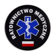 Emblemat kolorowy RATOWNICTWO MEDYCZNE z flagą na rzepie 8,5 cm