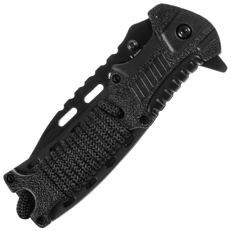 Nóż składany Mil-Tec Paracord Black z krzesiwem i gwizdkiem