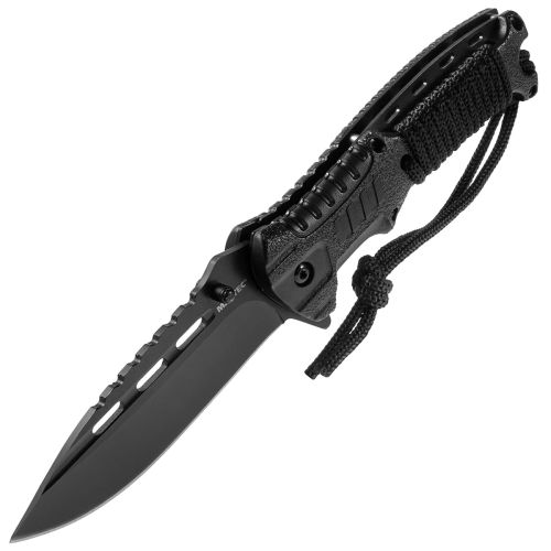Nóż składany Mil-Tec Paracord Black z krzesiwem i gwizdkiem