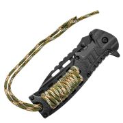 Nóż składany Mil-Tec Paracord Camo z krzesiwem i gwizdkiem