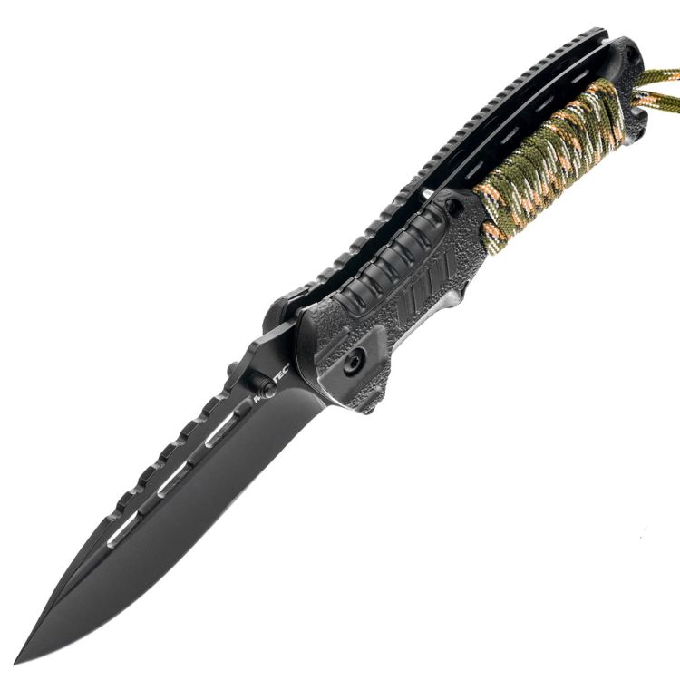 Nóż składany Mil-Tec Paracord Camo z krzesiwem i gwizdkiem