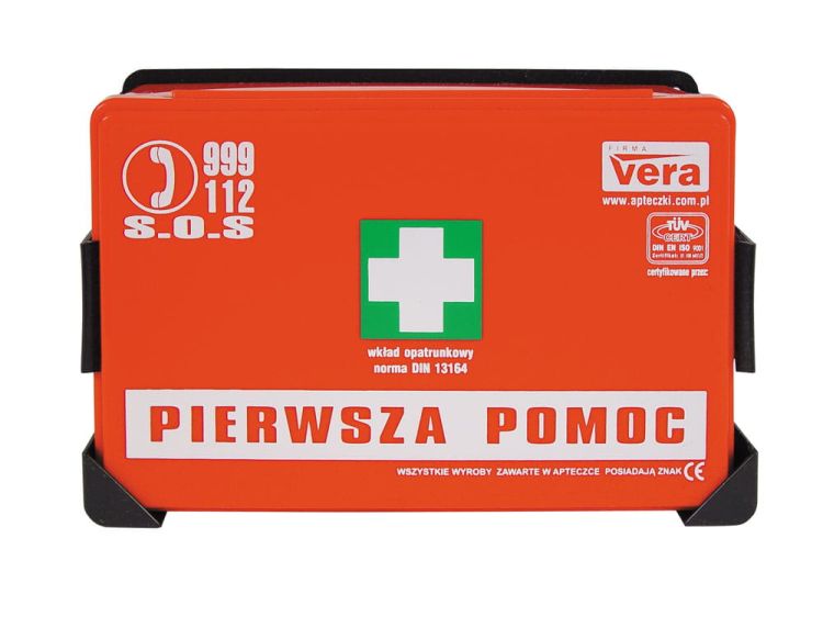 Przemysłowa apteczka pierwszej pomocy STANDARD 13164 w pudełku z tworzywa Vera