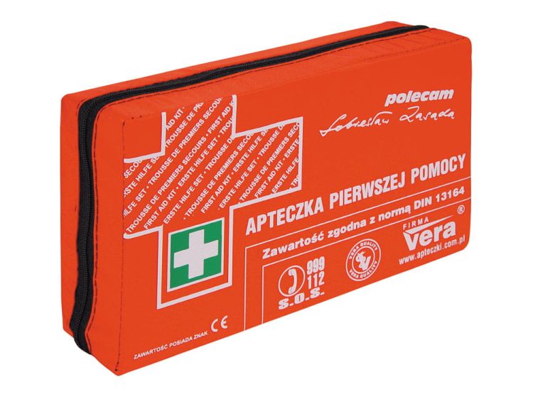 Apteczka samochodowa CLASSIC DIN 13164 w opakowaniu z tkaniny wodoodpornej Vera