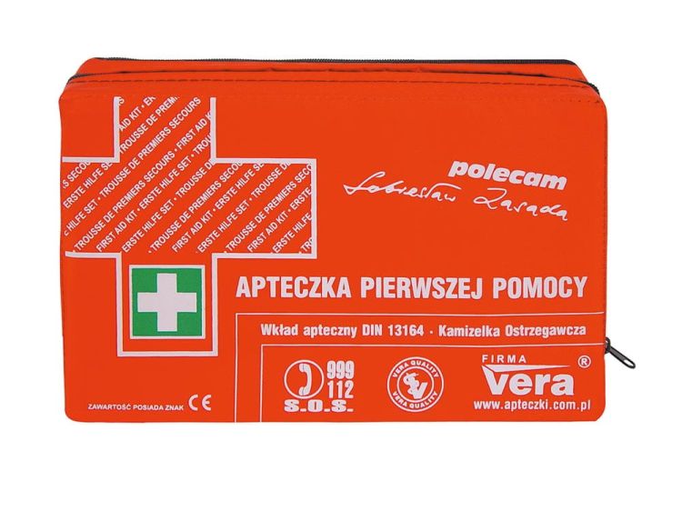 Samochodowy zestaw pierwszej pomocy SUPER CLASSIC w opakowaniu z tkaniny wodoodpornej Vera