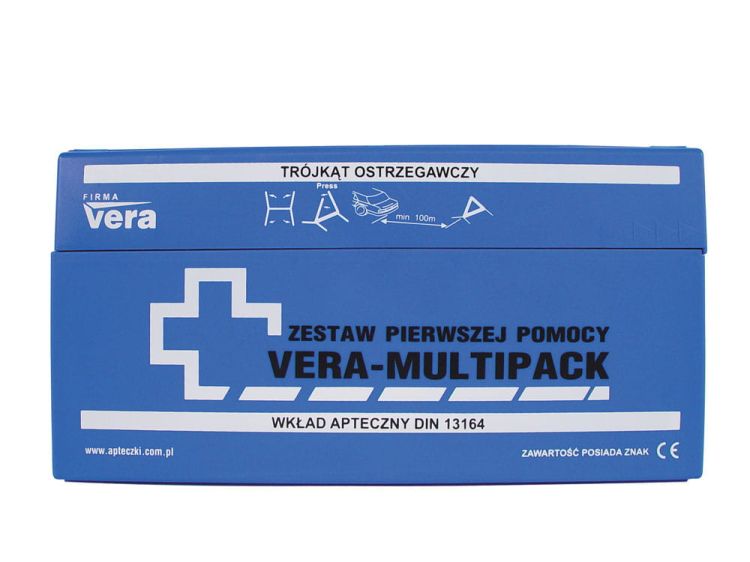 Samochodowy zestaw pierwszej pomocy VERA MULTIPACK w pudełku z tworzywa