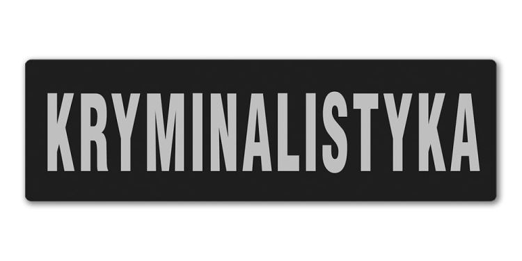 Emblemat KRYMINALISTYKA odblaskowy na rzepie 13 x 5 cm