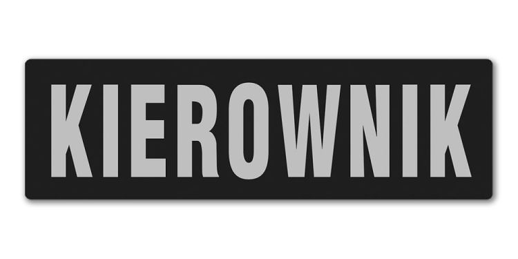 Emblemat KIEROWNIK odblaskowy na rzepie 31 x 10 cm