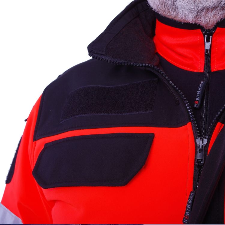 Kurtka ratownicza Softshell PRM-23 FLUO North-Wind z kompletem emblematów odblaskowych na rzep