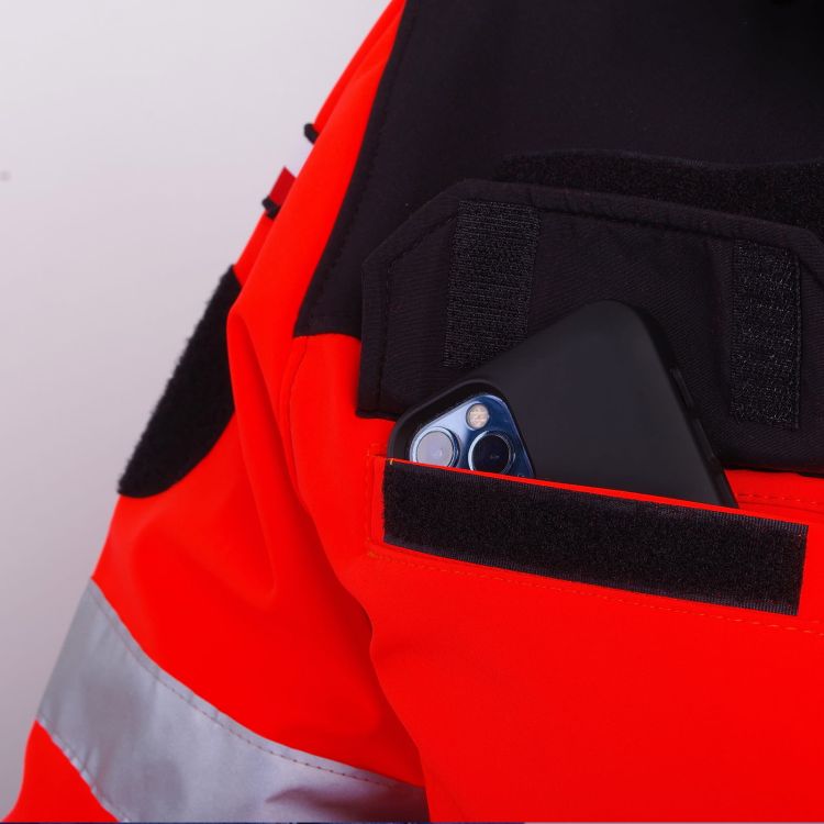 Kurtka ratownicza Softshell PRM-23 FLUO North-Wind z kompletem emblematów odblaskowych na rzep