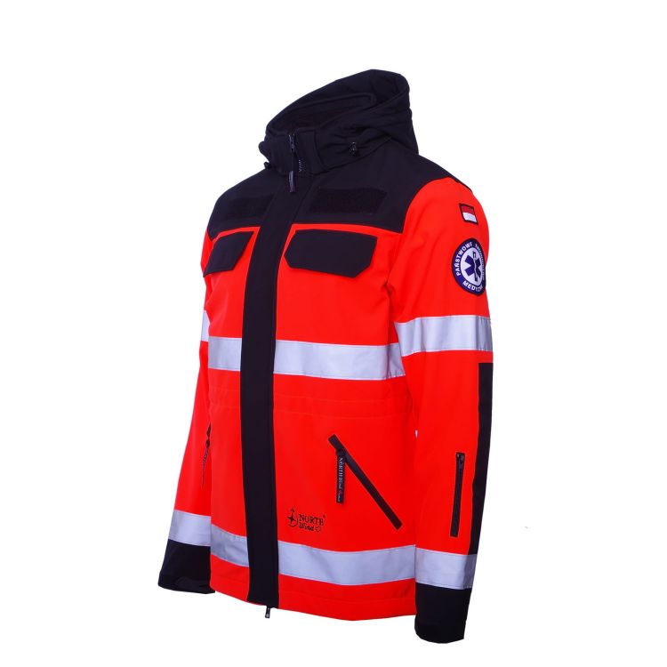 Kurtka ratownicza Softshell PRM-23 FLUO North-Wind z kompletem emblematów odblaskowych na rzep