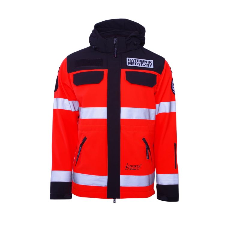 Kurtka ratownicza Softshell PRM-23 FLUO North-Wind z kompletem emblematów odblaskowych na rzep