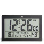 Zegar elektroniczny ADE z kalendarzem, termometrem, higrometrem i budzikiem, 22,5×3,5×14,5 cm
