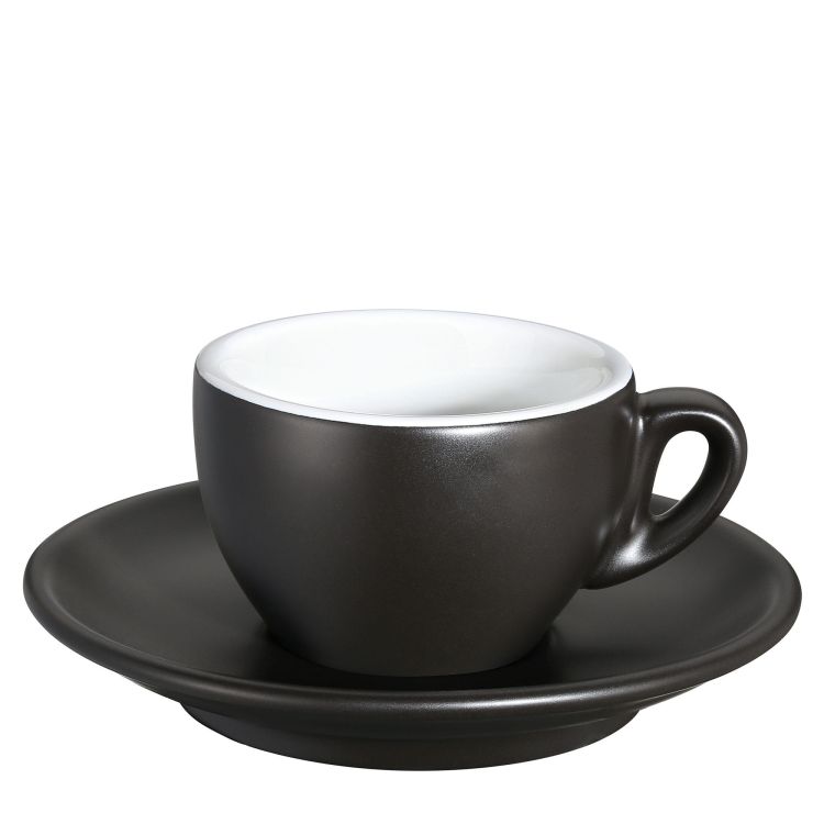 Filiżanka do espresso, ze spodkiem, 0,05 l, czarny mat Roma / Cilio