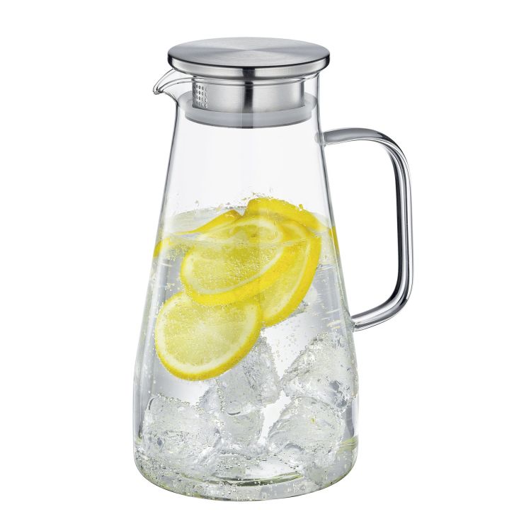 Dzbanek, szkło borokrzemowe/stal nierdzewna, 1,6 l, śred. 12,5 x 22,5 cm Emilia / Cilio