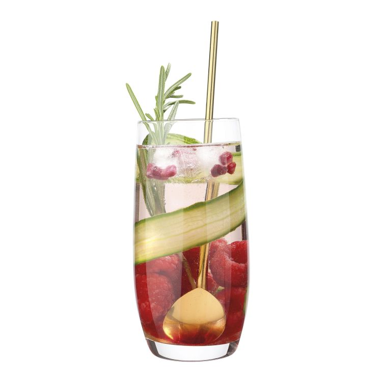 Łyżeczki koktajlowe ze słomką, 6 szt., 20 cm, stal nierdzewna, kolor złoty Coffee Culture / Cilio