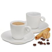 Filiżanki do espresso ze spodkami, 2 szt., ceramika, 0,05 l, śred. 12 x 6,5 cm, białe Mattia / Kela