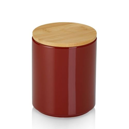 Pojemnik kuchenny, ceramika/bambus, 1,0 l, śred. 12 x 15 cm, czerwony Cady / Kela