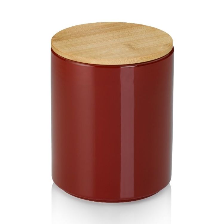 Pojemnik kuchenny, ceramika/bambus, 1,7 l, śred. 14 x 17,5 cm, czerwony Cady / Kela