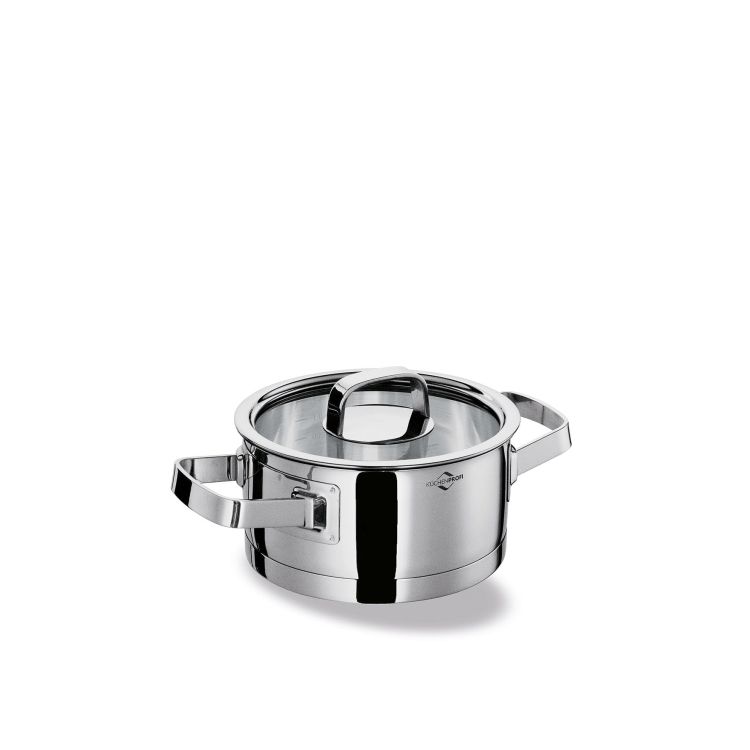 Garnek niski z pokrywą, stal nierdzewna/szkło, 1,25 l, śred. 16 x 7,5 cm San Remo / Kuchenprofi