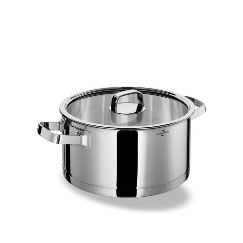 Garnek niski z pokrywą, stal nierdzewna/szkło, 4,5 l, śred. 24 x 11,5 cm San Remo / Kuchenprofi