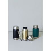 Termos obiadowy ze składaną łyżką mark, stal nierdzewna/miedź, 0,6 l, śred. 9 x 20 cm, czarny To Go / Sagaform