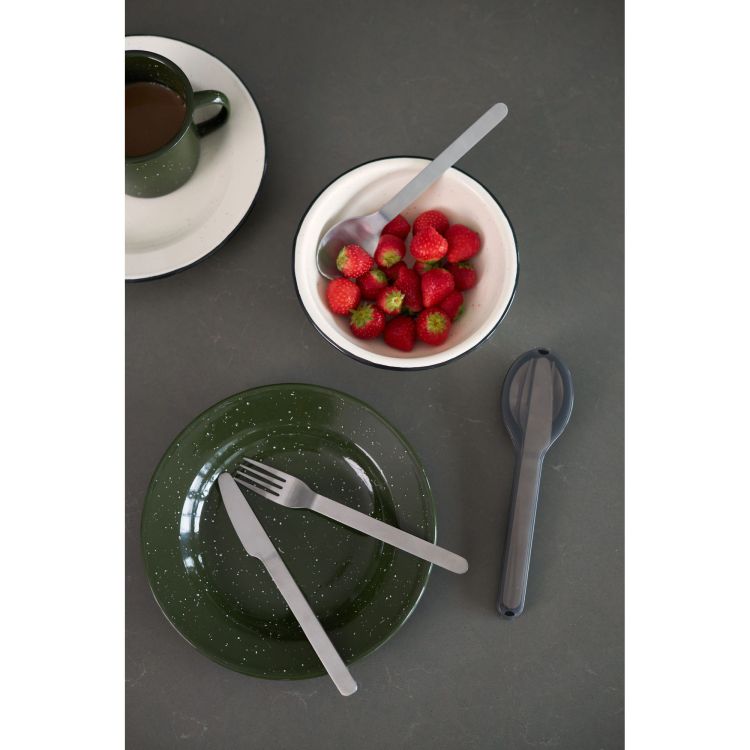 Zestaw sztućców w etui, 3 el., 18 cm, stal nierdzewna/tworzywo sztuczne Outdoor Eating / Sagaform