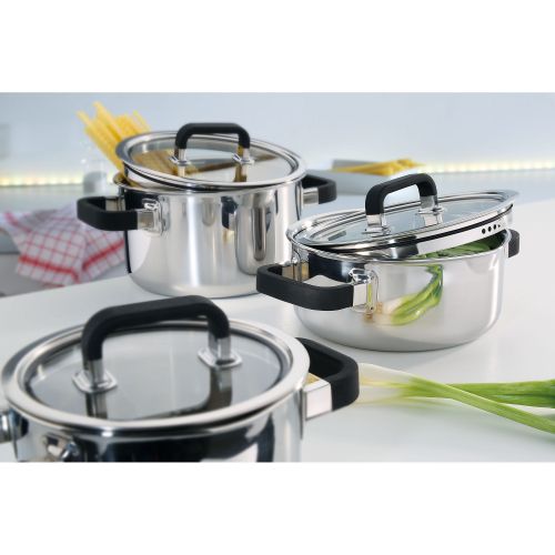 Zestaw garnków, 4 el., stal nierdzewna 18/0/silikon FUSION2+ / Spring