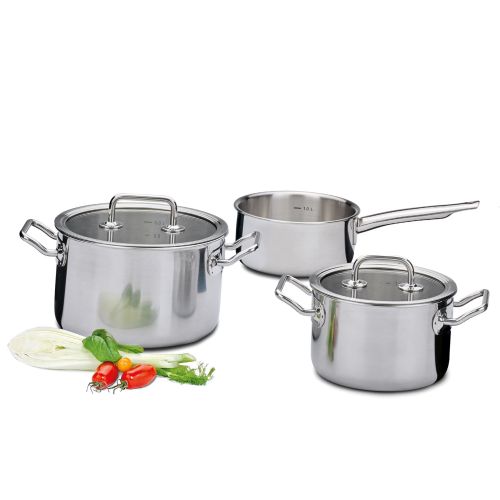 Zestaw garnków, 3 el., stal nierdzewna 18/0 BRIGADE BASIC / Spring