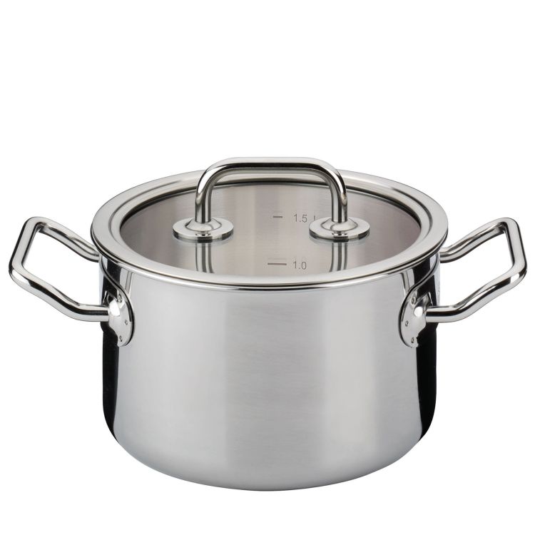 Garnek z pokrywą, 1,7 l, śred. 16 x 10 cm, stal nierdzewna 18/0/szkło BRIGADE BASIC / Spring