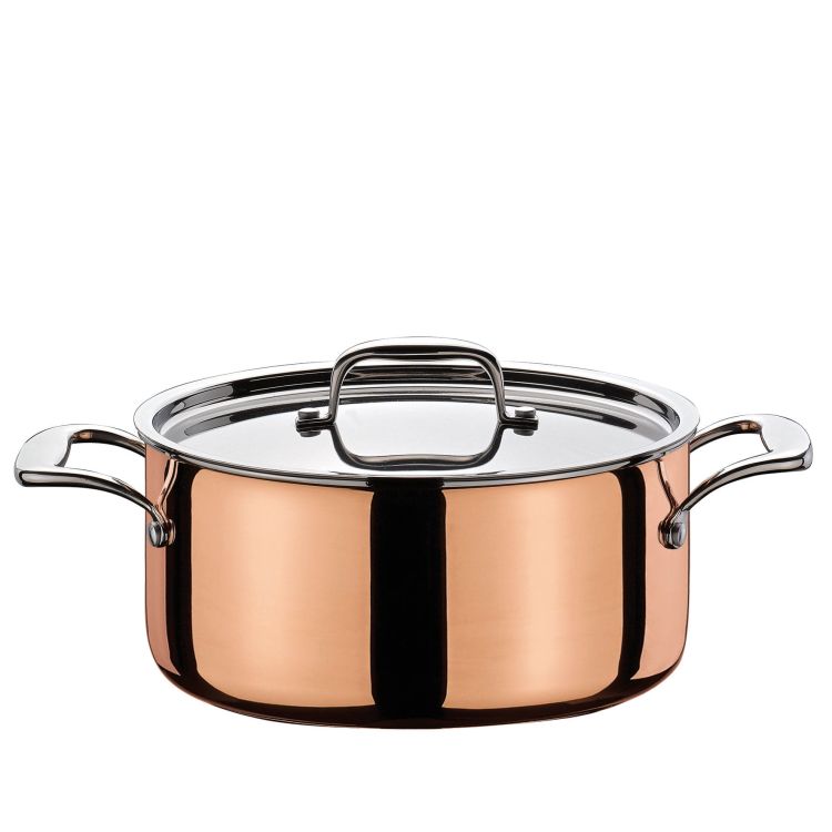 Garnek niski miedziany, 1,4 l, śred. 16 cm, miedź/stal nierdzewna 18/10 CULINOX / Spring