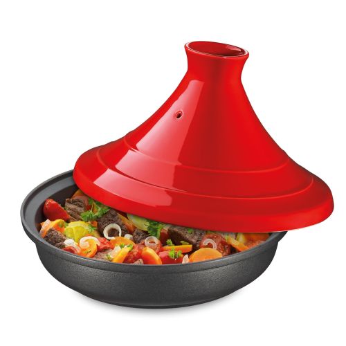 Naczynie do tagine, 2,0 l, śred. 28 cm, emaliowane żeliwo/ceramika, czerwone  / Spring