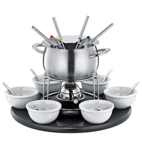 Karuzela do fondue, dla 6 os., 2,0 l, stal nierdzewna/drewno/porcelana FONDUE / Spring