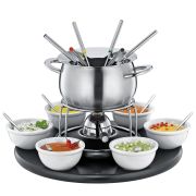 Karuzela do fondue, dla 6 os., 2,0 l, stal nierdzewna/drewno/porcelana FONDUE / Spring