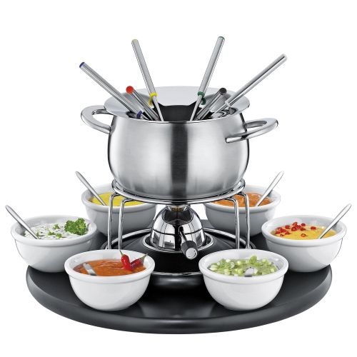 Karuzela do fondue, dla 6 os., 2,0 l, stal nierdzewna/drewno/porcelana FONDUE / Spring