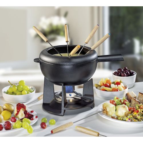 Zestaw do fondue serowego, dla 8 os., 2,0 l, żeliwo, czarny FONDUE / Spring