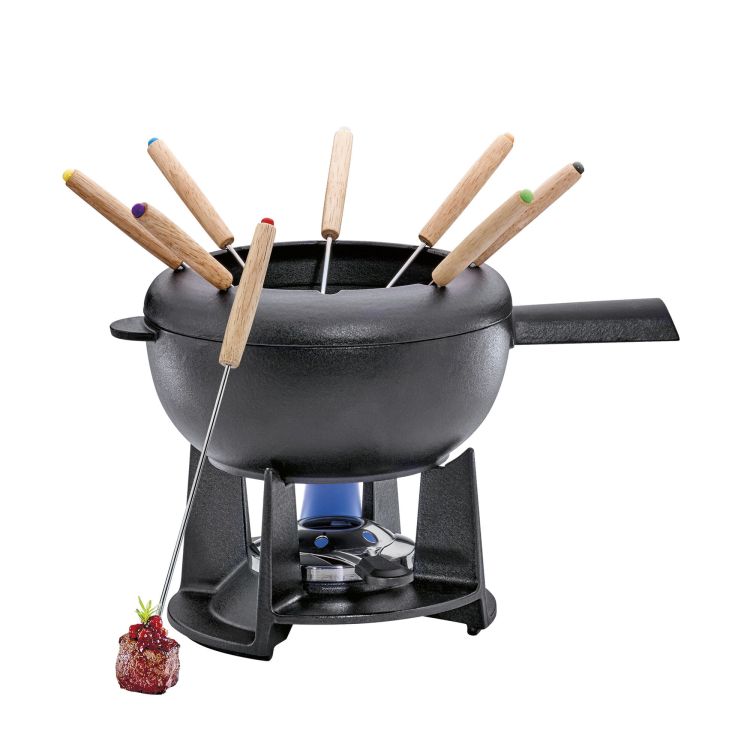 Zestaw do fondue serowego, dla 8 os., 2,0 l, żeliwo, czarny FONDUE / Spring