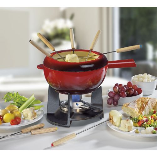 Zestaw do fondue serowego, dla 8 os., 2,0 l, żeliwo, czerwony FONDUE / Spring