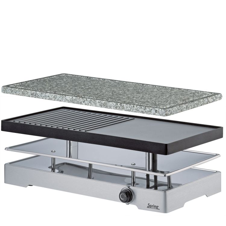 Raclette/grill stołowy, dla 8 os., 2 płyty grzewcze: kamienna/grillowa, 42,5 x 21,5 x 14,5 cm RACLETTE8 CLASSIC DUO / Spring