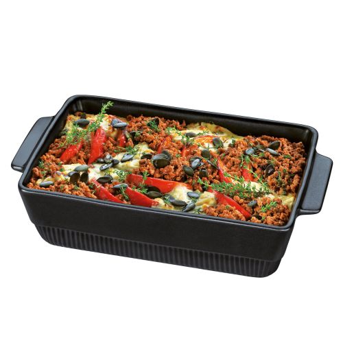 Naczynie żaroodporne, ceramika, 3,0 l, 35 x 21 x 7,5 cm, czarne CHALET / Spring