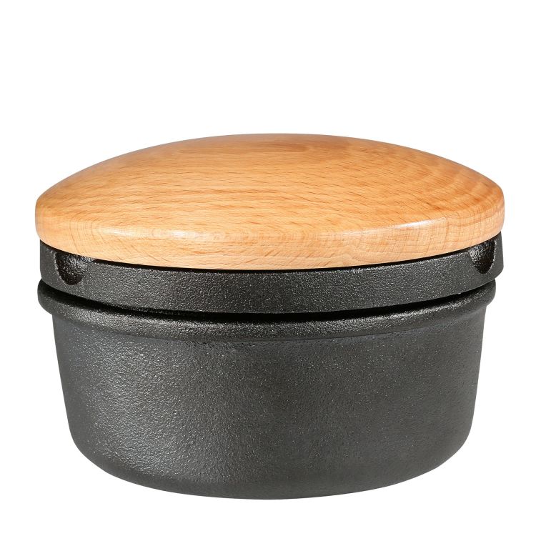 Żeliwny moździerz z bukową pokrywą, śred. 11 x 7 cm, 1,5 kg  / Zassenhaus