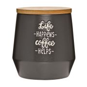 Pojemnik kuchenny, ceramika/drewno dębowe, 0,5 l, czarny Coffee Culture / Cilio