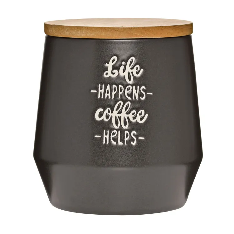 Pojemnik kuchenny, ceramika/drewno dębowe, 0,5 l, czarny Coffee Culture / Cilio